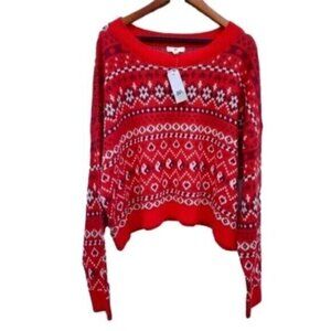 BP Fair Isle Ying Yang Red Sweater New 3X